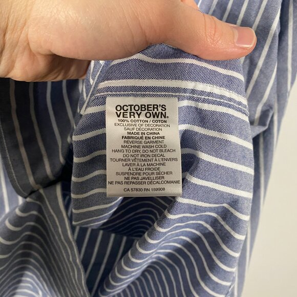 NWT Octobers Very Own Vertical Stripe LS Monogram Logo Woven Shirt mens size XXL - Picture 8 of 9